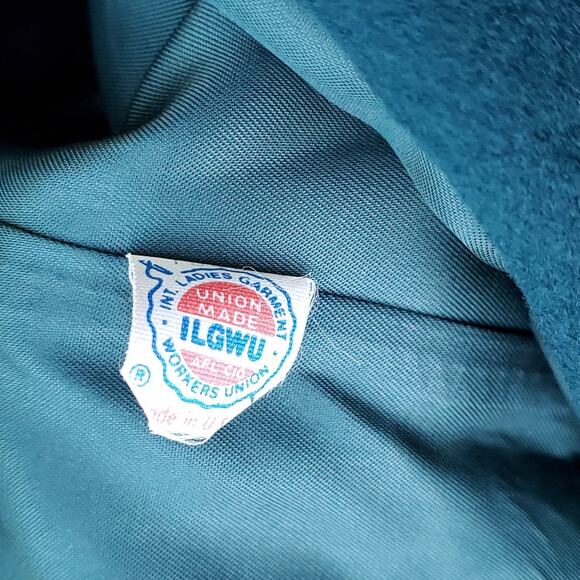 Vintage Forecaster Green Wool  Double Breasted Winter Trench Coat 13 /14 Petite - Picture 14 of 16